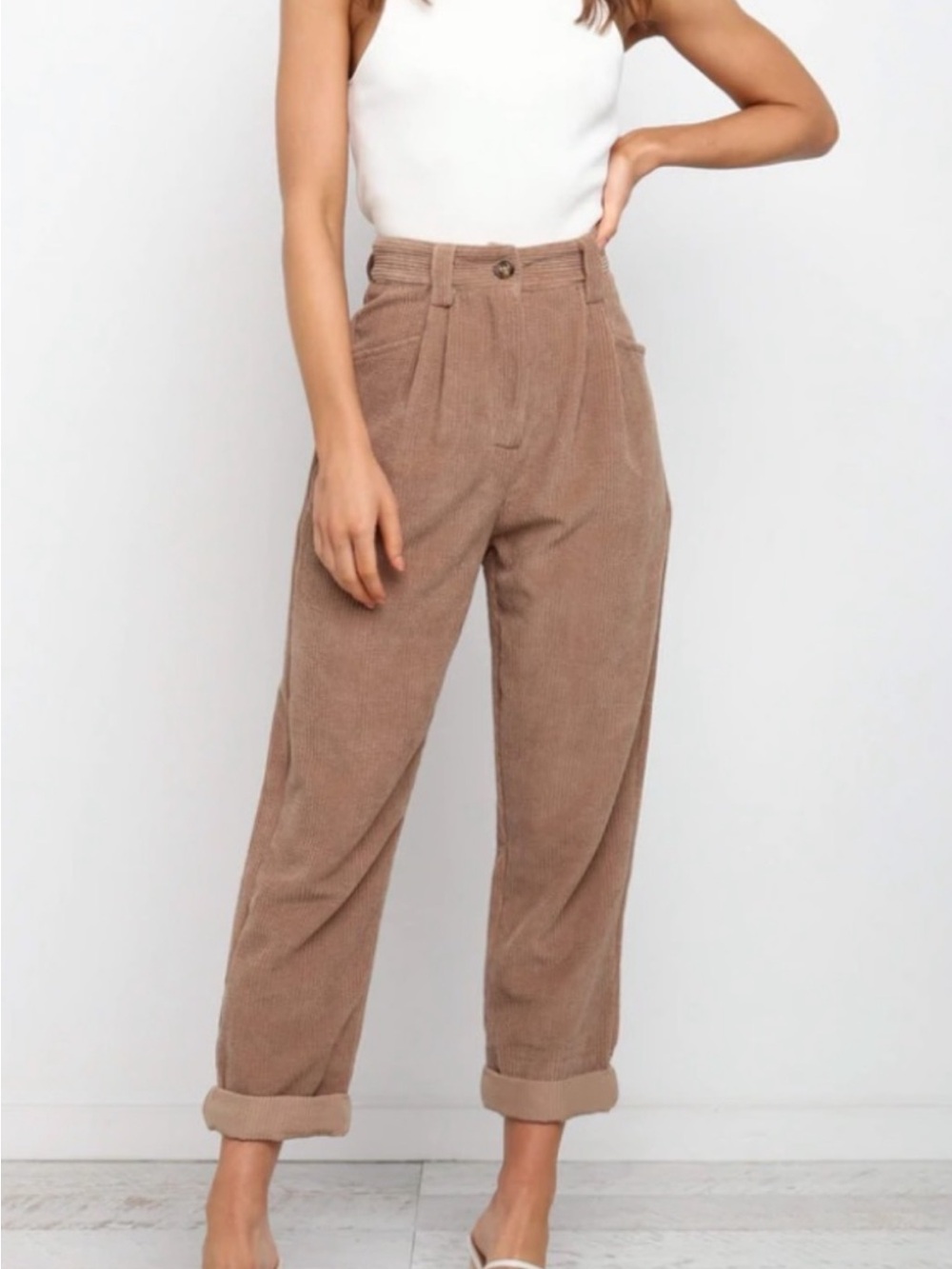 Petal & Pup Talaren Corduroy High-Waist Tapered Cropped Pants